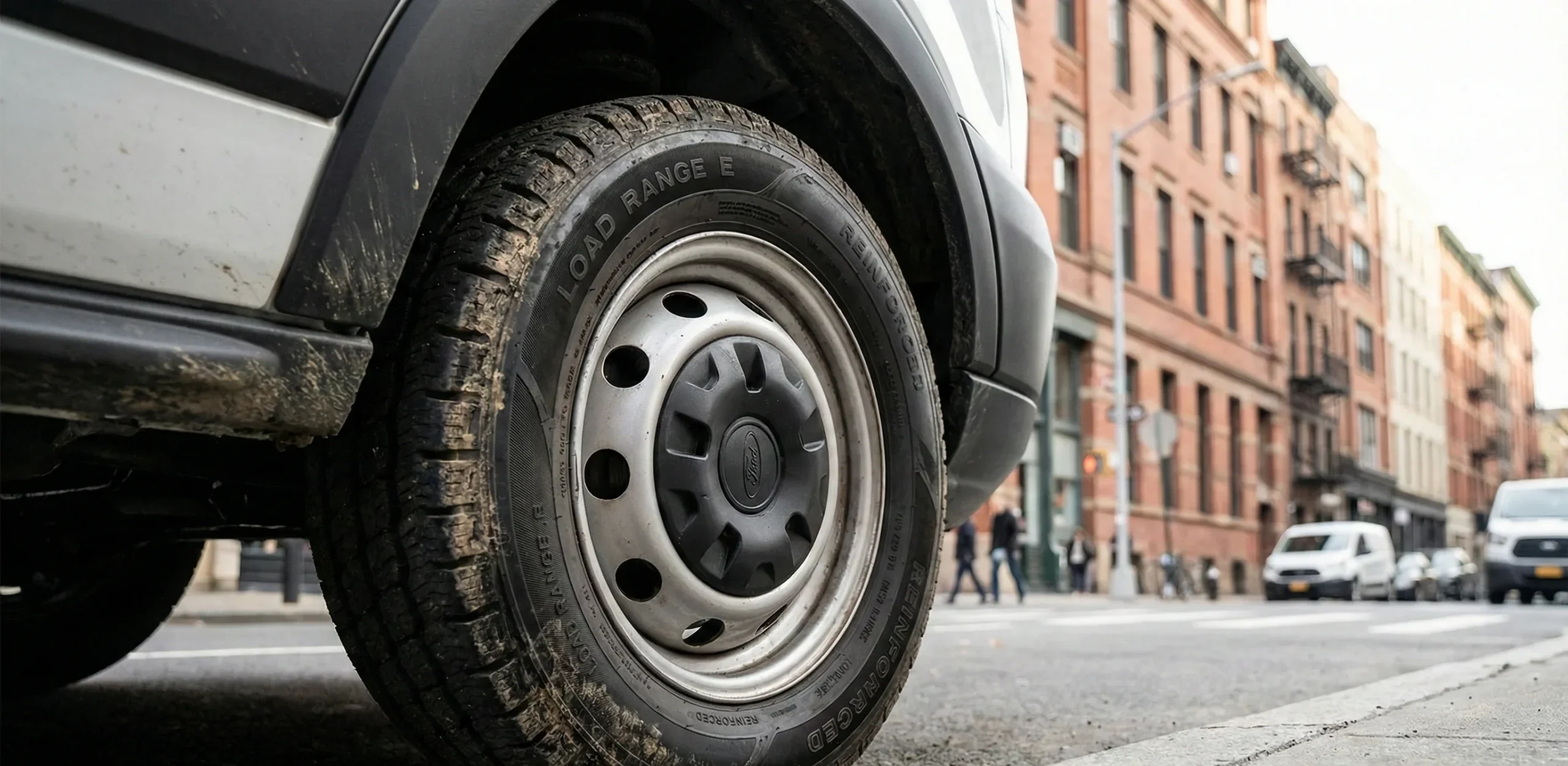 Furgoneta comercial con neumáticos nuevos Terrassa